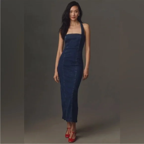 New Reformation Jeans Evita Denim Midi
Dress in Vermillion Color, SIZE 12 - Picture 2 of 8